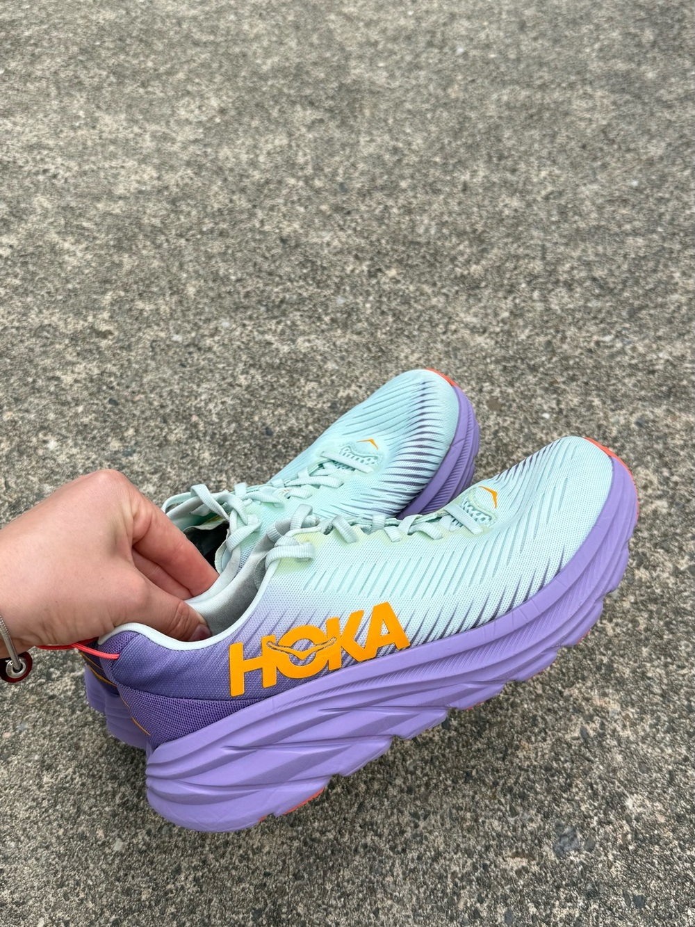HOKA Rincon 3 Running Shoes Mint Lavender Gold Logo Women’s Size 8B - Picture 5 of 11